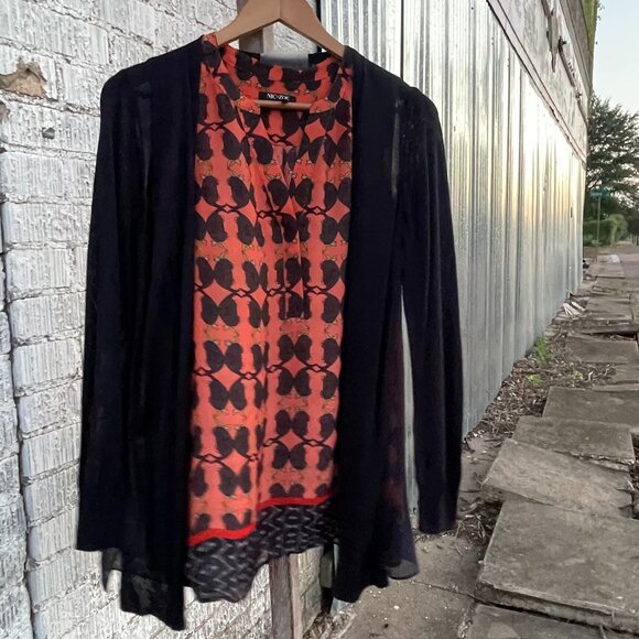 Women's Size Small NIC+ZOE Sleeveless Orange/Black Armadillo Top - Picture 2 of 16